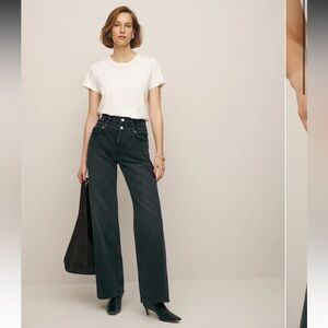 Reformation Cary Double Waistband High Rise Slouchy Wide Leg Jeans Trinity